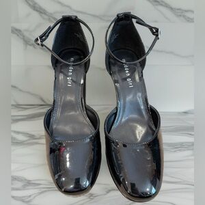 Madden Girl Black Patent Ankle Strap Heels